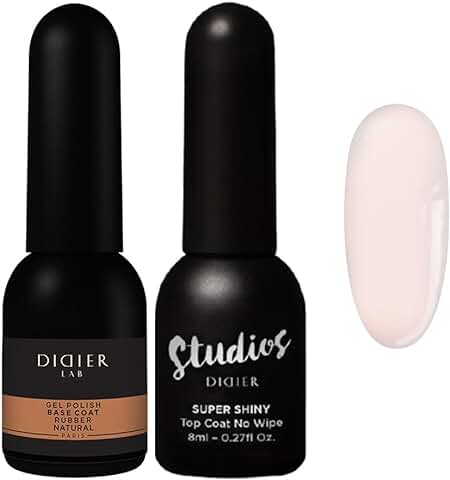 DidierLab - Rubber Base Esmalte Semipermanente Natural y Top Coat Semipermanente Super Shiny - Esmaltes Semipermanentes Para Uñas - Gel Uñas Manicura Semipermanente - Esmaltes Permanentes Para Uñas  