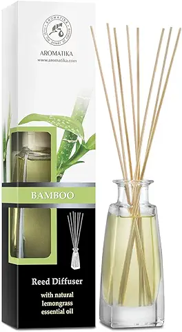 Difusor Bambú 100ml con 10 Varillas de Bambú - 100% Puro & Natural - Humidificador - Ambientador de Bambú - Hogares - Oficinas - Boutiques - Restaurantes Aromaterapia  