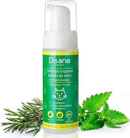 DISANE Champú Seco Gatos Natural 200ml | Espuma Lavado en Seco para Gatos, Sin Aclarado | Elimina la Suciedad y los Malos Olores del Pelaje del Gato | Cruelty-Free  