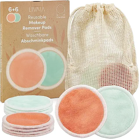 Discos Desmaquillantes Lavables: 12 Discos Reutilizables con Bolsa para Lavadora – Discos Desmaquilladores Lavables de LIVAIA  