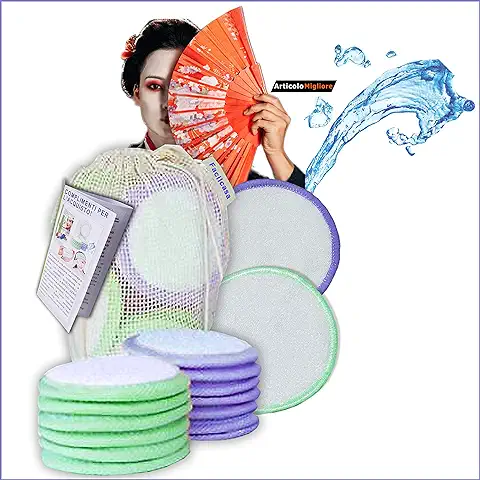 Discos Desmaquillantes Lavables de Bambú. 12 Discos Desmaquillantes Reutilizables, Ecológicos. Toallitas Desmaquillantes de Limpieza Facial. Discos para Desmaquillar, cero Ondas + Regalos.  