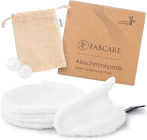 Discos Desmaquillantes Lavables de FABCARE - DERMATEST: MUY BUENO - Zero Waste & Sostenible - Almohadillas Cosméticas Redondas de 12 x 12 cm [4 Piezas]  