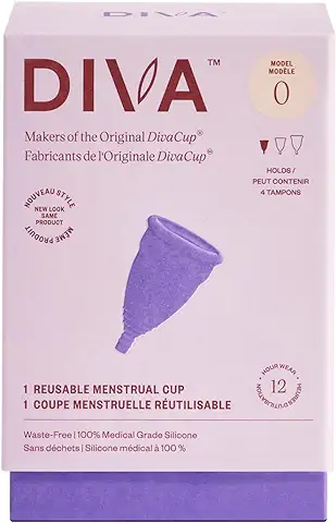 DivaCup Copas Menstruales Modelo 0. 100% Silicona de Grado Médico, Libre de BPA. Alternativa Segura y Sin Fugas a Las Compresas y Tampones  
