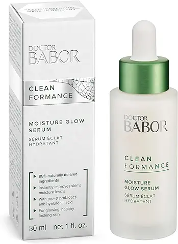 DOCTOR BABOR CLEANFORMANCE Moisture Glow Serum Sérum de ácido Hialurónico con Prebióticos y Probióticos para Hidratar el Rostro, Fórmula Vegana, en Formato de 1 x 30 ml  