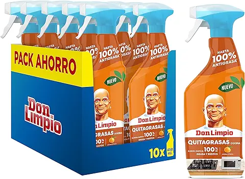 Don Limpio Limpiador Cocina Multiusos En Spray 10 x 450ml, Hasta Un 100 % De Poder Desengrasante, Limpieza en Multiples Superficies de la Cocina  
