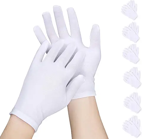 Donfri 6 Pares Guantes Algodon Dermatologicos Finos Guantes Blancos Algodon Guantes Trabajo Sabañones Secas Hidratantes Crema de Manos Mascarilla  