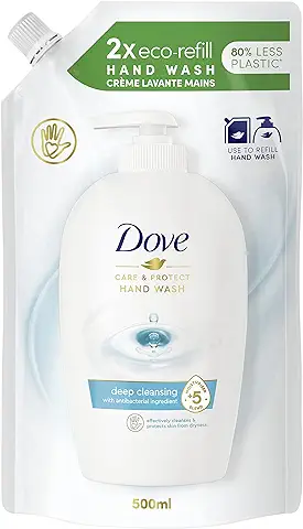 Dove Recarga Jabón Líquido de Manos Cuida y Protege con Ingredientes Antibacterianos y 5 Hidratantes, 500 ml  