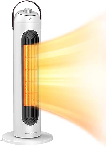 Dovecina Calefactor Cerámico 2000W, Radiador Eléctrico Cerámico PTC, Oscilación 90°, 3 Modos de Termostato Ajustables, Ahorro de Energía,Sistema Antivuelco, Protección Contra Sobrecalentamiento  