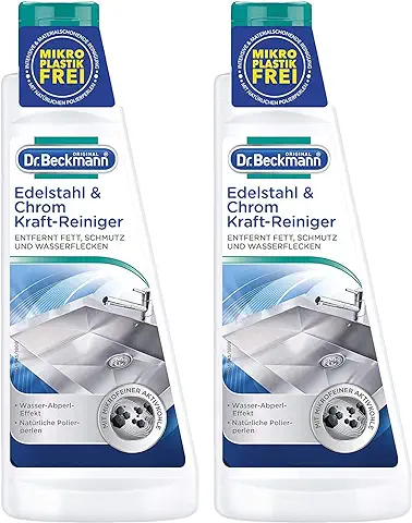 Dr. Beckmann - Limpiador de Acero Inoxidable y Cromo con Carbón Activo, 2 Unidades (2 x 250 g)  