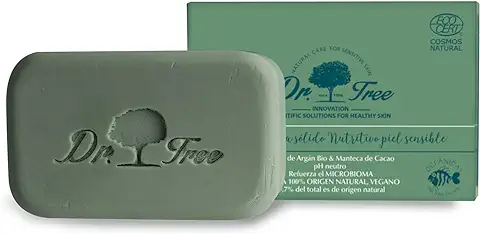 Dr. Tree Gel Sólido Nutritivo, Piel Sensible, Refuerza el Microbioma, ECOCERT, 99.7% Ingredientes Naturales, Aceite de Argán Bio, Sin Sulfatos SLE, SLS, Sin Parabenos, Sin Siliconas, 120 gr  