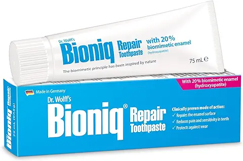 Dr. Wolff's Bioniq Repair Pasta Dental | Sin Flúor con Esmalte Biomimético Hidroxiapatita | Para Dientes Sensibles | Ayuda a Reparar la Superficie del Esmalte 75ml  
