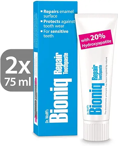 Dr. Wolff's Bioniq Repair Pasta Dental | Sin Flúor con Esmalte Biomimético Hidroxiapatita | Para Dientes Sensibles | Ayuda a Reparar la Superficie del Esmalte 2 x 75ml  