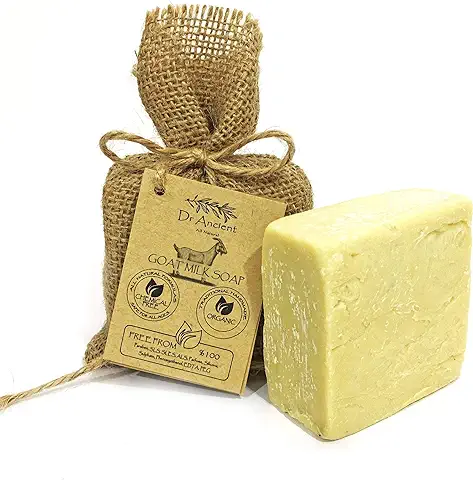 Dr.Ancient Jabón de Leche de Cabra, Orgánico, Natural, Tradicional, Hecho a Mano, Antiguo - Antienvejecimiento, Aclarador de la Piel, Hidratante - ¡Sin Productos Químicos! 140 g (Paquete de 1)  