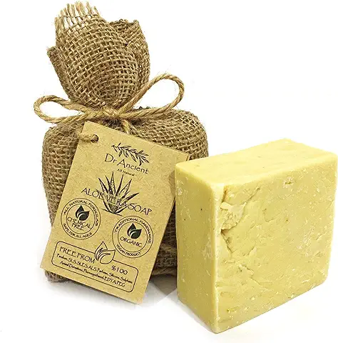 Dr.Ancient Pastilla de Jabón de Aloe Vera Orgánico Natural Vegano Tradicional Hecho a Mano Antiguo - ¡Rejuvenece Tu Piel Naturalmente! ¡Eficaz para la Irritación de la Piel! 140 g (Paquete de 1)  