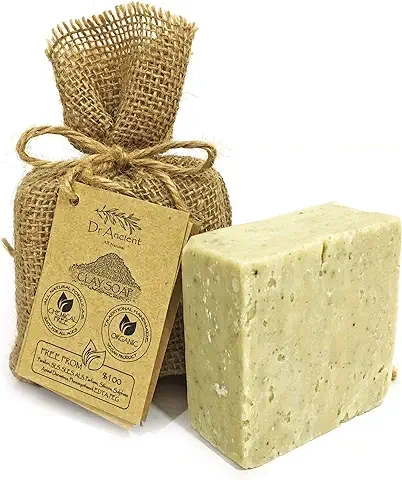Dr.Ancient Pastilla de Jabón de Arcilla Natural Ecológico Vegano Tradicional Hecho a Mano Antiguo - Peeling Mineral, Exfoliante, Minimiza los Poros, Trata el Acné y la Piel Grasa 140 g (Paquete de 1)  