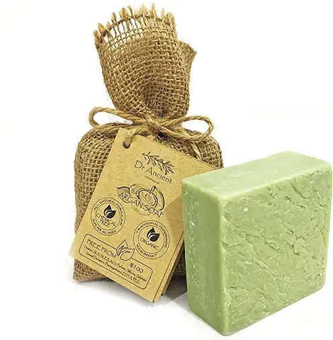 Dr.Ancient Pastilla de Jabón de Argán, Orgánico, Natural, Vegano, Tradicional, Hecho a Mano, Antiguo - Antienvejecimiento para Mujeres y Hombres, Antiarrugas - Sin Químicos 140 g (Paquete de 1)  