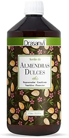 DRASANVI Aceite de Almendras Dulces con Vitamina A y E | Aporta ácidos Grasos Esenciales| Reduce Arrugas y Estrías | Hidrata y Nutre la piel y el Cabello | uso Tópico o Emoliente| 1.000 ml  