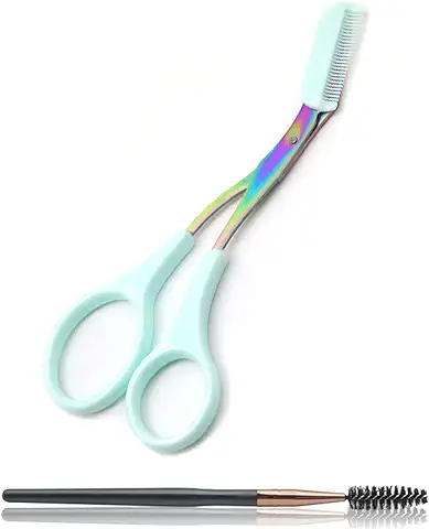 DULSPUE Tijeras para Cejas para Mujer - Tijeras para Cejas y Cepillo para Pestañas con Peine Tijeras para Cejas Curvas para Hombres y Mujeres Removedor de Pestañas Postizas para Nariz y Orejas  