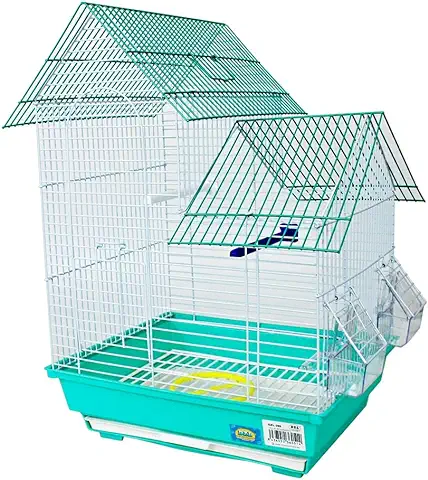 DZL Jaula para Pajaros(34.5X28X50CM) Jaula Pájaros Metal con Comedero Bebedero Columpio Saltado Color Aleatorio  