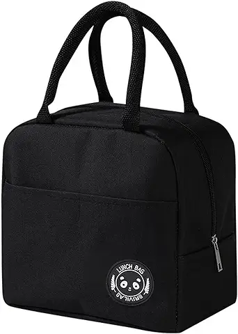 Dzmuero Bolsa Porta Alimentos Bolsa Termica Porta Alimentos Bolsa Termica Comida para Mujeres, Adultos, Estudiantes 1 Pieza, 23 * 13,5 * 20 cm (Negro)  
