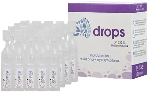 E-Drops Monodosis, Elentillas, Gotas Oculares Humectantes, Ácido Hialurónico, Calma Ojos Secos, 20 Ampollas de 0.4 ml  