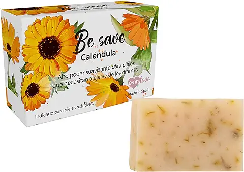 E-NN LOVE. Jabón Natural Vegano. Be Save. Caléndula. Antiinflamatorio y Cicatrizante. Extra Suavidad. 100g. Hecho En España.  