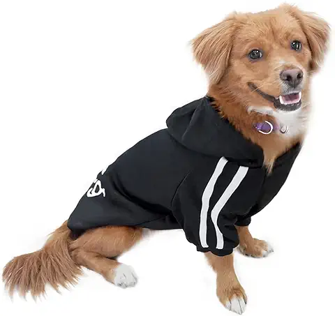 Eastlion Ropa Perro,Cálido Sudadera con Capucha para Perros Algodón Suéter Chaqueta Abrigo Costume Pullover para Mascota Pequeño Perro Gato (Negro,L)  