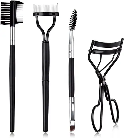 EBANKU 4 Piezas Peine Separador de Pestañas, El Kit de Cepillo de Pestañas de Eyebrow Brush Cepillo de Pestañas con Peine Metálico para Peine de Cejas y Pestañas  