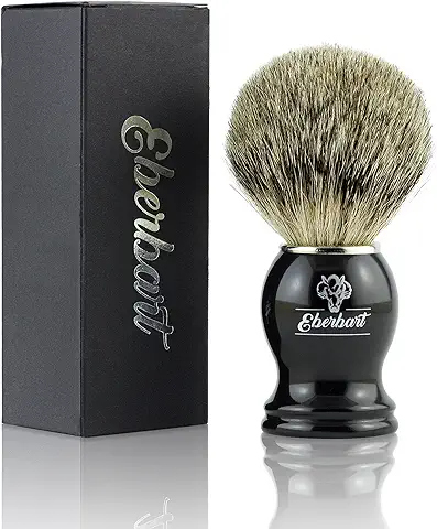 Eberbart Brocha de Afeitar de Cerdas de Tejón – Brocha de pelo Natural de Auténtico Tejón para un Afeitado Profundo y Agradable a la piel  