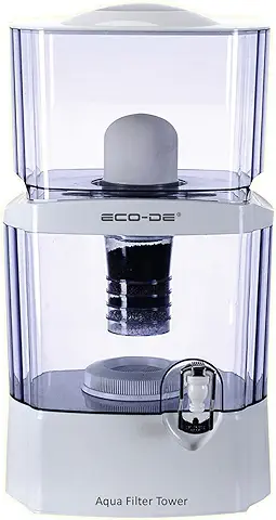 ECODE Torre Jarra de Agua Purificadora, 8 Sistemas de Filtrado, Filtro Cerámico, Carbon, Piedras Naturales Aqua Filter Tower  