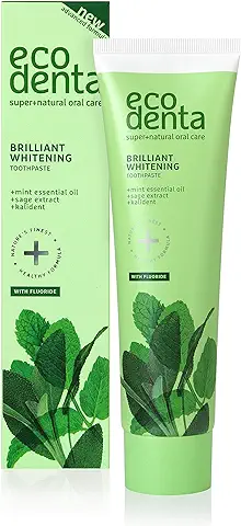Ecodenta Pasta de Dientes Blanqueadora Dental - Pasta de Dientes con Kalident, Extracto de Salvia, Aceite Esencial de Menta 100 ml  