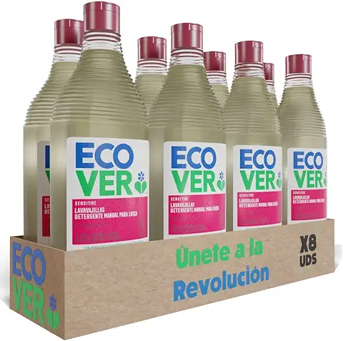 Ecover Pack Lavavajillas Líquido Ecológico, Fragancia Pomegranate/Fig, Paquete 8 Unidades x 450ml  