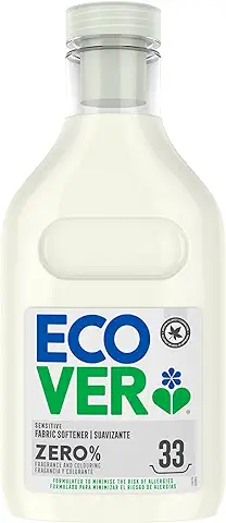 Ecover ZERO Suavizante Lavadora Ecológico, Ingredientes Biodegradables, sin Fragancia, sin Colorantes, Formato de 1L, 33 Lavados  