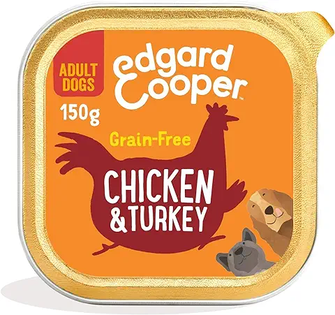 Edgard & Cooper Comida Húmeda para Perros Adultos Paté Natural Sin Cereales Tarrinas 150g x 11 Pollo & Pavo Fresco, Alimentación Sana Sabrosa y Equilibrada, Carne Fresca  