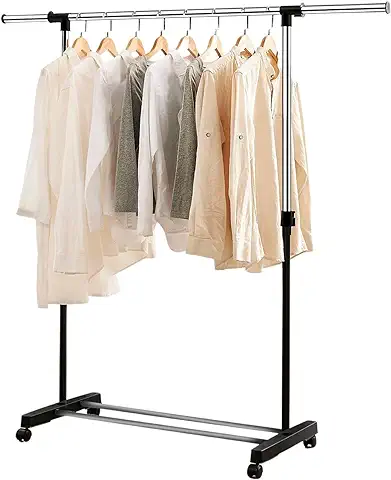 Edihome, Burro Ropa, Perchero Colgador de Ropa, 43x160x150 cm, Vestidor, Acero Galvanizado, Portátil con Ruedas, para Colgar Ropa  