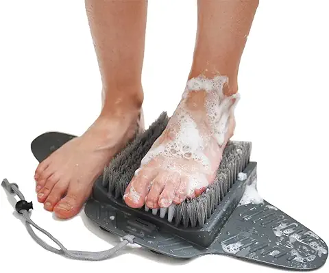 Efforest Alfombra Limpiapies para Ducha con Piedra Pómez | Lavapies y Masajeador para la Ducha con Ventosas Antideslizantes |Cepillo para Pies para Limpiar Exfoliar los Pies |Alfombrilla para la Ducha  