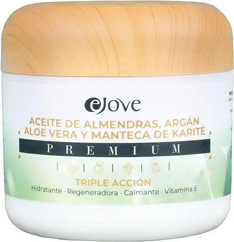 EJOVE - Crema Hidratante Facial y Corporal Mujer - Manteca de Karité pura Ecologica bio - Aloe Vera - Aceite de Almendras - Argán - Crema Antiestrias - Manteca de Karite con Vitamina E  