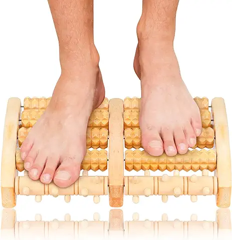 EKKONG Rodillo de Masaje Pie de Madera, Rodillo Masajeador Doble Para Aliviar la Fascitis Plantar,Talón, el Dolor de Pie,Dolor en el Arco,Relax (Type A)  