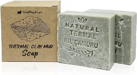 El Jabón de Arcilla Natural Orgánico se Elabora con Métodos Tradicionales. Minerales Efecto Peeling. Ayuda a Tensar la piel Eliminando Toxinas. Jabón Natural Antiséptico Libre de Químicos 140x2 280gr.  