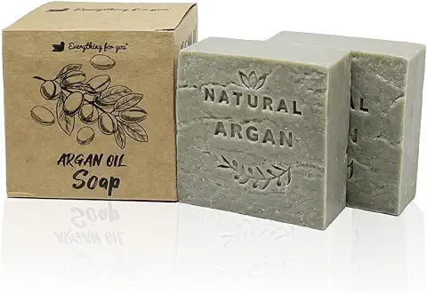 El Jabón de Argán Orgánico se Elabora con Métodos Tradicionales. Proporciona Regeneración de las Células de la Piel. Ayuda a Eliminar las Arrugas. Jabón Barra Natural Antiséptico 140x2 280gr.  