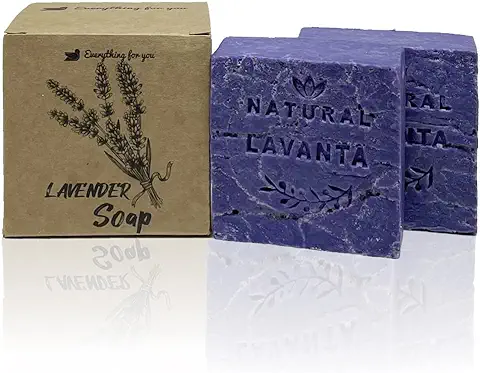 El Jabón de Lavanda Orgánica se Elabora con Métodos Tradicionales Da un Efecto Aromaterapia Tiene un Efecto Relajante Enfermedades de la piel como Acné el Eccema Jabón Natural Antiséptico 140x2 280gr  