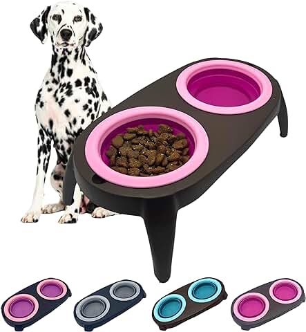 EL ÁTICO PETS Comedero Perro Elevado con Bebedero Antisalpicaduras Perro. Comedero Perro Antivoracidad Desmontable (Princess)  