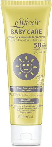 Elifexir Baby Care - Crema Solar Niño y Bebé | Hidratante, Nutritiva, Resistente Agua | Protector Solar UVA/UVB/IR-A | 100% Filtros Minerales | Sin Parabenes | Hipoalergénica | Piel Sensible -100ml  