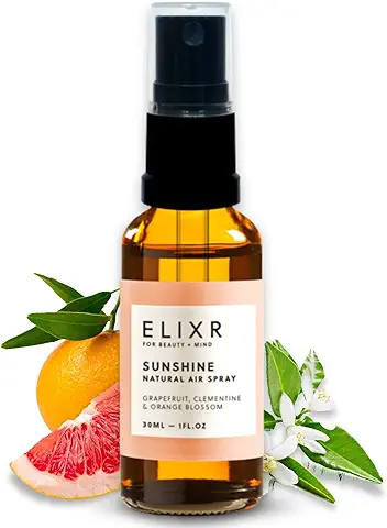 ELIXR Ambientador Sunshine de 30 ml, Pomelo, Mandarina, Azahar, Aceites Esenciales 100 % Puros y Naturales, Ambientador en Spray  