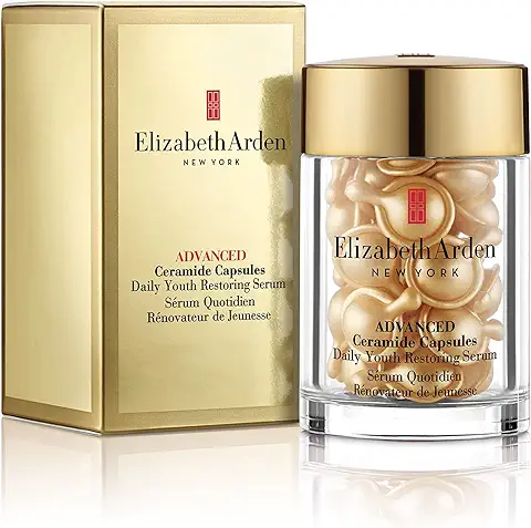 Elizabeth Arden Advanced Ceramide, Cápsulas de Sérum con Ceramidas Renovadoras de Juventud, para Rostro, Cuello y Escote, Triple Efecto Anti Edad, 30 Cápsulas  