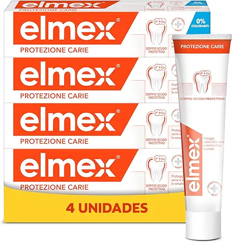 Elmex Protección Caries Pasta de Dientes con Fluoruro de Amina | Pack 4 Uds x 75ml | Protege Contra la Caries | Dentífrico que Fortalece el Esmalte | Protección Superior de los Dientes  
