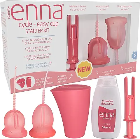 Enna Cycle Starter Kit EASY 2 Copas Menstruales + Aplicador + Caja Esterilizadora y Transportadora + enna Moisturizing  