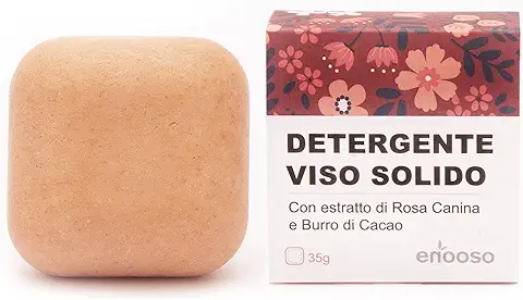 Enooso Mousse Limpiador Sólido Limpiador Facial con Rosa y Arcilla Artesana 100% Natural y Vegano para Limpieza Diaria y Cuidado Ecológico de la Piel  