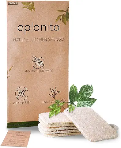 Eplanita Esponjas Naturales Para Lavar Platos (Paquete de 6), Estropajos Cocina, Eco Scrubber, Planta de Lufa Natural, Biodegradable y Cero Residuos  