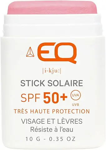 EQ | Stick Solar Ecológico - Frambuesa - Muy alta Protección SPF50+ - 10g - Para Deportistas y Niños - Resistente al agua - Filtros Minerales - Respeta el Medio Ambiente Marino - Fabricado en Francia  